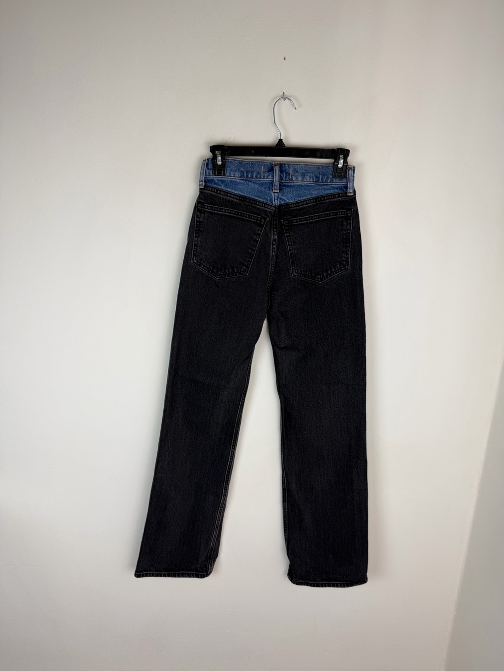 Abercrombie & Fitch The 90s Relaxed High Rise Jeans Two Tone Black Blue Size 24 - Picture 6 of 7
